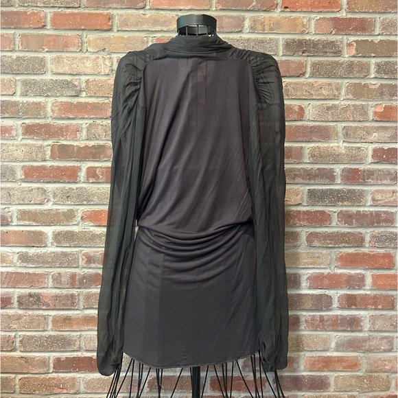 Miilla Sheer 100% Silk Size Large Wrap Shirt Charcoal Gray. New With Tags. - Picture 2 of 8